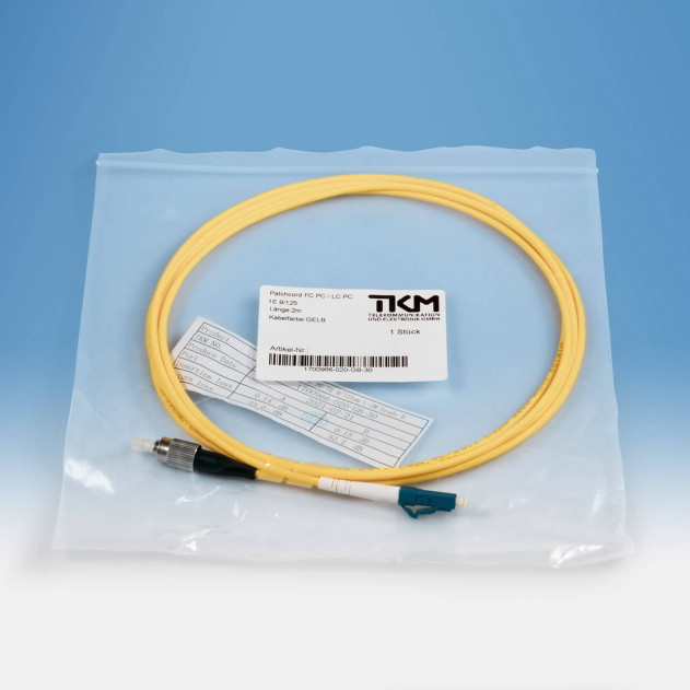 TKM Patchkabel, Adapterkabel, FC/PC – LC/PC, OS2 simplex 2,0 Verpackung