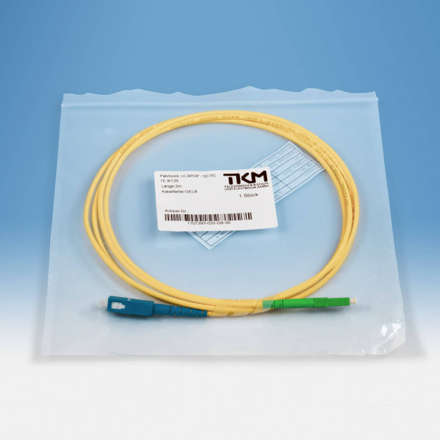 TKM Patch-/Adapterkabel, LC/APC, SC/PC, OS2 simplex 2 m: Verpackung