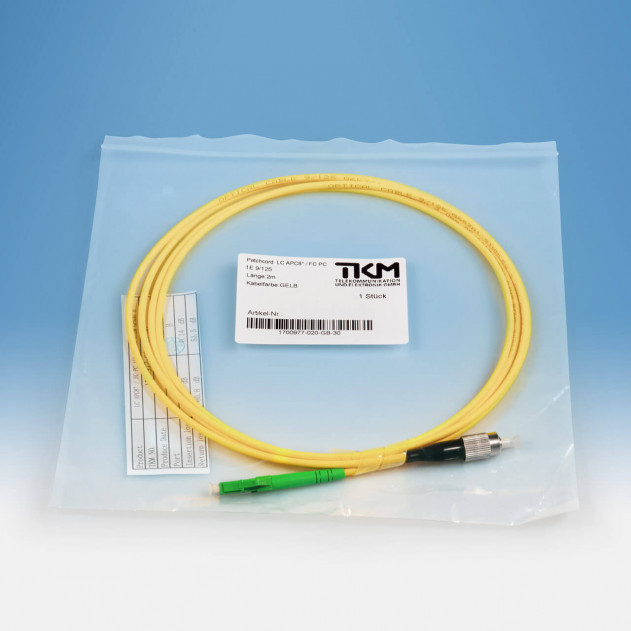 TKM Patch-/Adapterkabel, FC/PC, LC/APC, OS2 simplex, 2 m: Verpackung