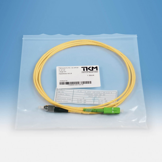 TKM Patch-/Adapterkabel, FC/PC, SC/APC, OS2 simplex 2 m: Verpackung